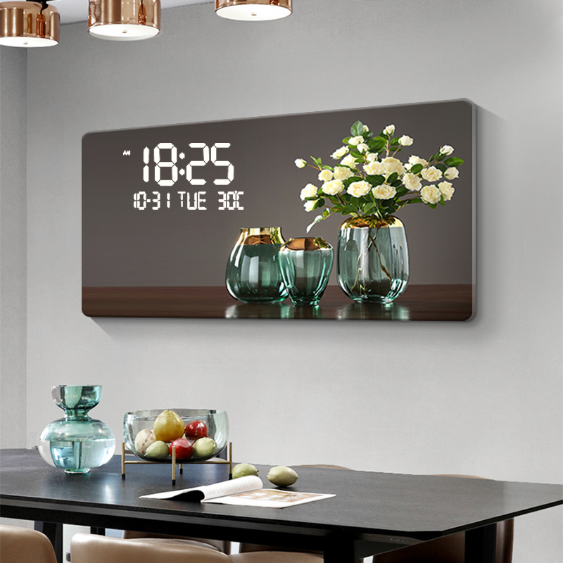 Large Size Flower Pattern Digi - đánh giá và giá Lighting Home Decor Wall Clocks
