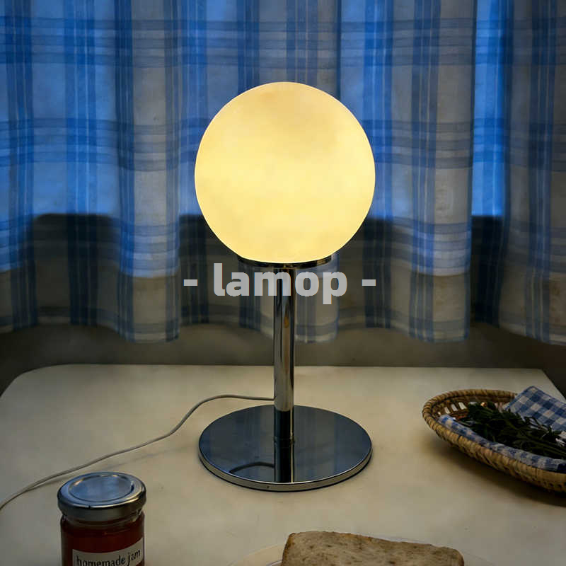 Milky White Solid Globe Chrome - đánh giá và giá Lighting Table Decor