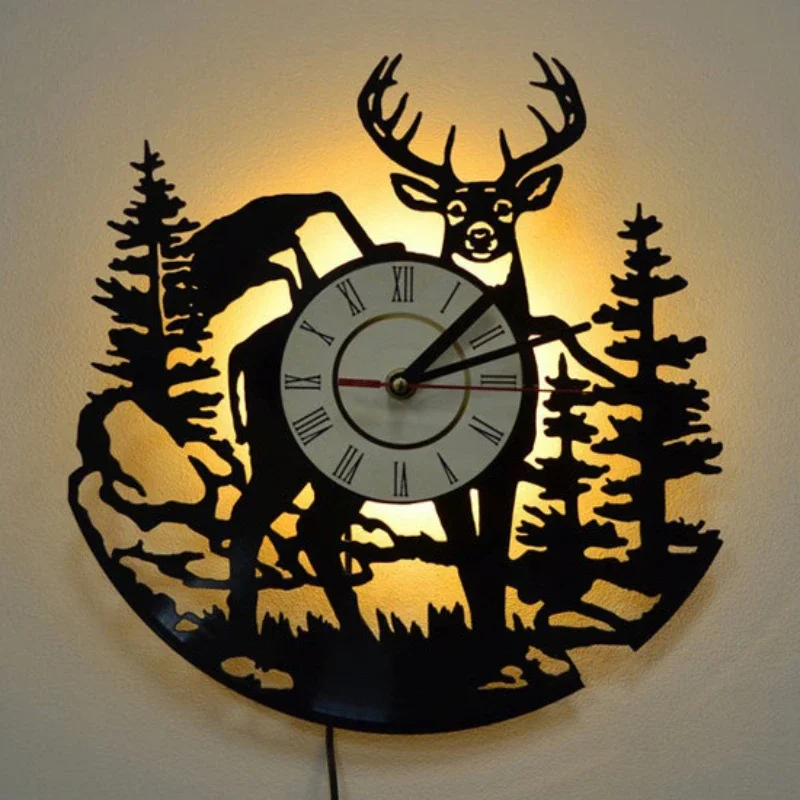 Forest Deer Vinyl Record Wall  - đánh giá và giá Lighting Home Decor Wall Clocks