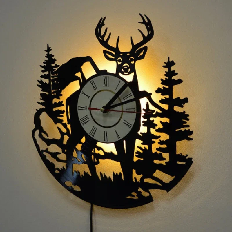 Forest Deer Vinyl Record Wall  - đánh giá và giá Lighting Home Decor Wall Clocks