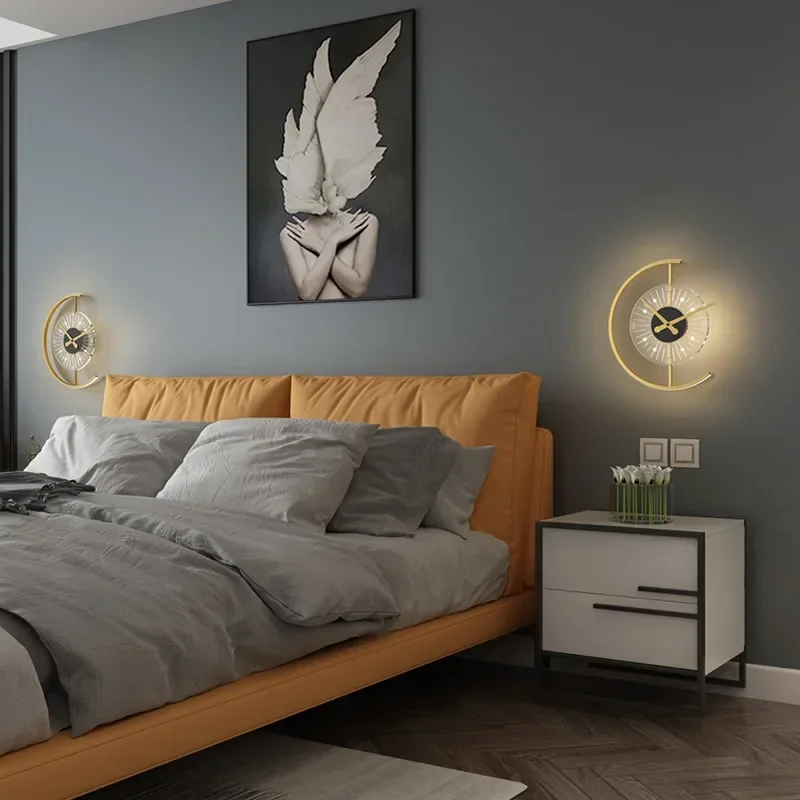 Modern LED Wall Lamp Clock Sco - đánh giá và giá Lighting Home Decor Wall Clocks